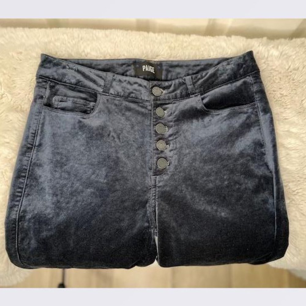 Paige Hoxton High-Rise Skinny Velvet Jeans in Navy - Size 29 - EUC - Picture 6 of 12